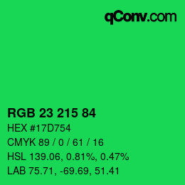 Color code: RGB 23 215 84 | qconv.com