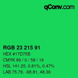 Color code: RGB 23 215 91 | qconv.com