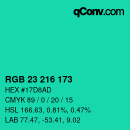 Color code: RGB 23 216 173 | qconv.com