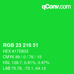 Color code: RGB 23 216 51 | qconv.com