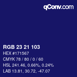 Color code: RGB 23 21 103 | qconv.com