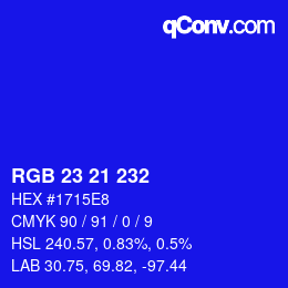 Color code: RGB 23 21 232 | qconv.com