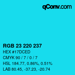 Color code: RGB 23 220 237 | qconv.com