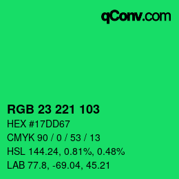 Color code: RGB 23 221 103 | qconv.com