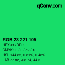 Color code: RGB 23 221 105 | qconv.com