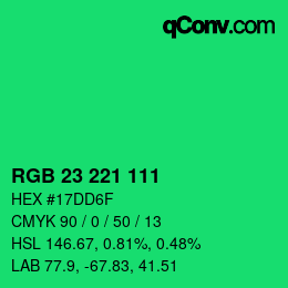 Color code: RGB 23 221 111 | qconv.com