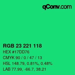 Color code: RGB 23 221 118 | qconv.com