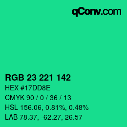 Color code: RGB 23 221 142 | qconv.com