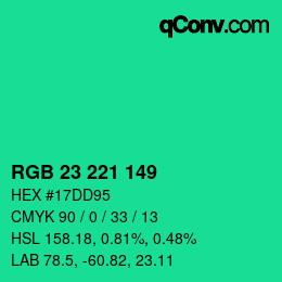Color code: RGB 23 221 149 | qconv.com