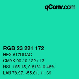 Color code: RGB 23 221 172 | qconv.com