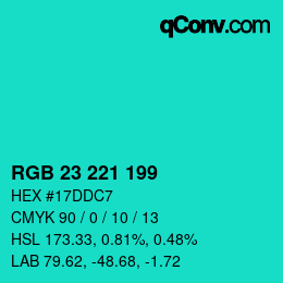 Color code: RGB 23 221 199 | qconv.com