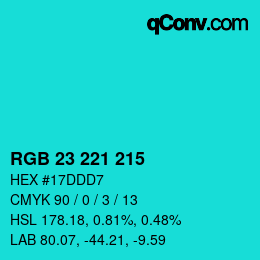 Color code: RGB 23 221 215 | qconv.com