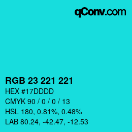 Color code: RGB 23 221 221 | qconv.com