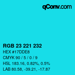 Color code: RGB 23 221 232 | qconv.com