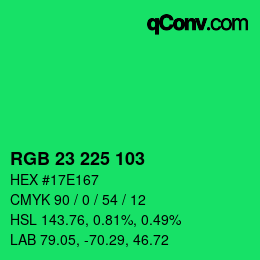 Farbcode: RGB 23 225 103 | qconv.com