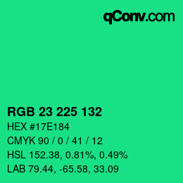 Color code: RGB 23 225 132 | qconv.com
