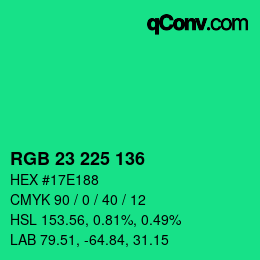 Color code: RGB 23 225 136 | qconv.com