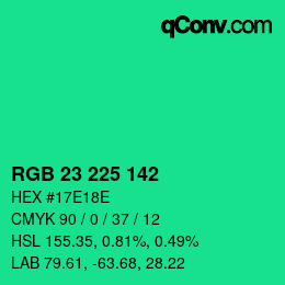 Color code: RGB 23 225 142 | qconv.com
