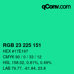 Color code: RGB 23 225 151 | qconv.com