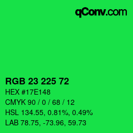 Color code: RGB 23 225 72 | qconv.com