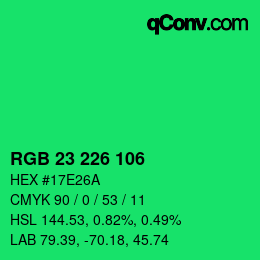 Color code: RGB 23 226 106 | qconv.com