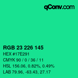 Color code: RGB 23 226 145 | qconv.com