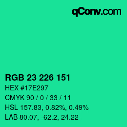 Color code: RGB 23 226 151 | qconv.com