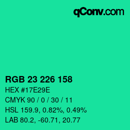 Color code: RGB 23 226 158 | qconv.com