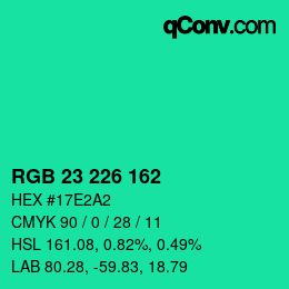 Farbcode: RGB 23 226 162 | qconv.com