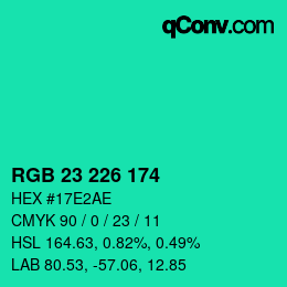 Color code: RGB 23 226 174 | qconv.com