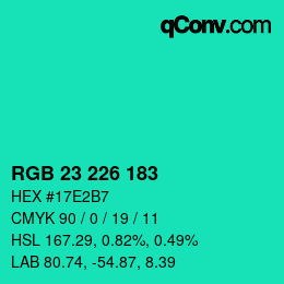 Color code: RGB 23 226 183 | qconv.com