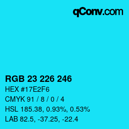 Color code: RGB 23 226 246 | qconv.com