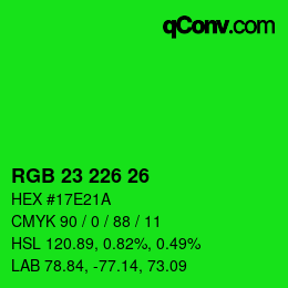 Color code: RGB 23 226 26 | qconv.com