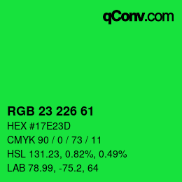 Color code: RGB 23 226 61 | qconv.com