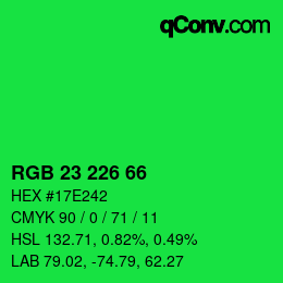 Color code: RGB 23 226 66 | qconv.com