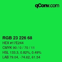 Color code: RGB 23 226 68 | qconv.com