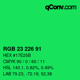 Color code: RGB 23 226 91 | qconv.com