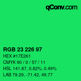 Color code: RGB 23 226 97 | qconv.com