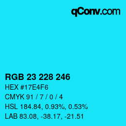 Color code: RGB 23 228 246 | qconv.com