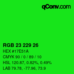 Color code: RGB 23 229 26 | qconv.com