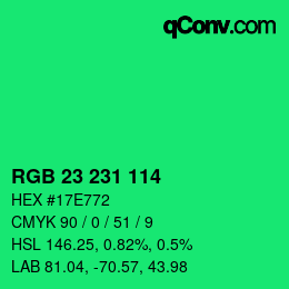 Color code: RGB 23 231 114 | qconv.com