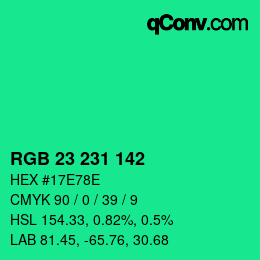 Color code: RGB 23 231 142 | qconv.com