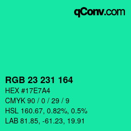 カラーコード: RGB 23 231 164 | qconv.com