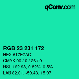 Color code: RGB 23 231 172 | qconv.com