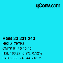 Color code: RGB 23 231 243 | qconv.com