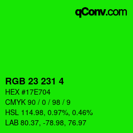 颜色代码: RGB 23 231 4 | qconv.com