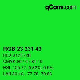 Color code: RGB 23 231 43 | qconv.com