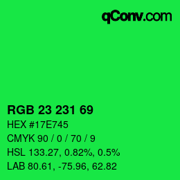 Color code: RGB 23 231 69 | qconv.com
