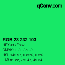 颜色代码: RGB 23 232 103 | qconv.com