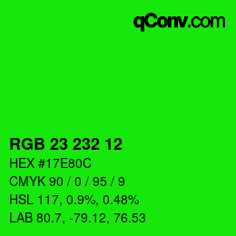 Color code: RGB 23 232 12 | qconv.com
